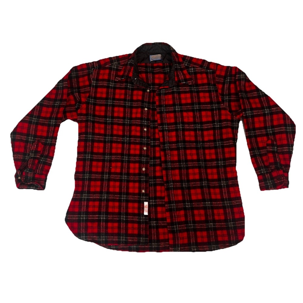 Pendleton Red Flannel Shirt Mens XL VTG Cluny Tartan 100% Virgin Wool‎ 1960's